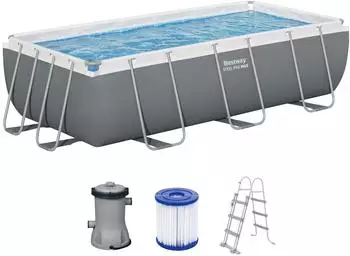 Bestway Steel Pro MAX Frame Pool Set mit Filterpumpe 404 x 201 x 100 cm grau eckig 56441_25