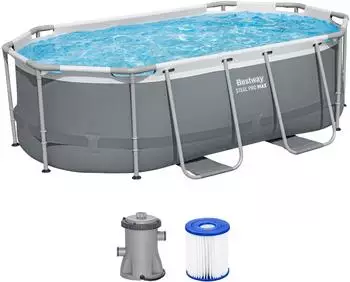 Bestway Steel Pro MAX mit Filterpumpe 305x200x84cm oval grau