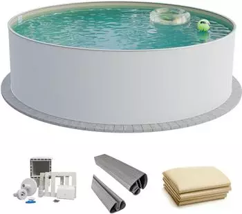 Fresh-Pool Profi Stahlwandpool Set rund 350x120cm, Folie sand