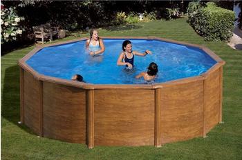 Gre Pool Set Rimini Holzimitat 350 x 120 cm mit Sandfilteranlage & Leiter (KIT350W)