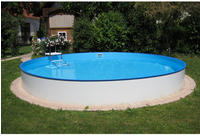 Stahlwandpool Rund Exklusiv 300x120 Cm, Stahl 0,6 Mm Wei&szlig;, Folie 0,6 Mm Blau,