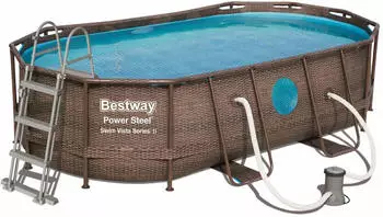 Bestway Power Steel Swim Vista - Frame Pool Komplett-Set 427 x 250 x 100 cm mit Filterpumpe (56714)