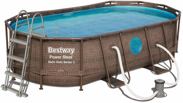 Bestway Power Steel Swim Vista - Frame Pool Komplett-Set 427 x 250 x 100 cm mit Filterpumpe (56714)