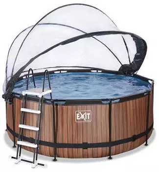 Dutch Toys Group B.V. Exit Toys Rahmenpool mit Sonnendach &Oslash; 360 x 122 cm braun (30.47.12.10)