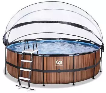 Dutch Toys Group B.V. Exit Toys Rahmenpool mit Sandfilteranlage und Sonnendach Ø 450 x 122 cm braun (30.47.15.10)