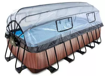 Dutch Toys Group B.V. Exit Toys Rahmenpool 540 x 250 x 122 cm mit Sandfilteranlage und Sonnendach braun (30.47.53.10)