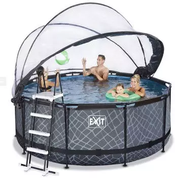 Exit Toys Rahmenpool mit Sandfilteranlage und Sonnendach &Oslash; 450 x 122 cm grau (30.47.15.00)