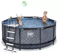 Exit Toys - Exit Black Leather Pool &Oslash;427x122cm Mit Sandfilterpumpe - Schwarz