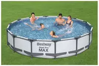 Bestway Aufstellpool 'Steel Pro MAX' lichtgrau rund &Oslash; 427 x 84 cm Grau/Wei&szlig;