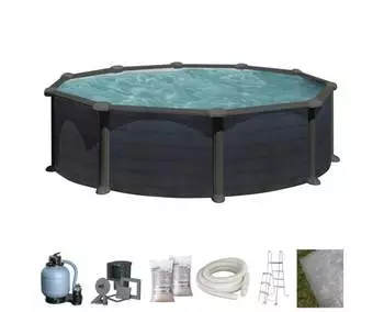 Gre Graphite Ø 350 x 132 cm (7-tlg.) – Vielseitige Aufstellmöglichkeiten für jeden Garten