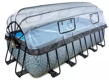 Dutch Toys Group B.V. Exit Toys Rahmenpool 540 x 250 x 122 cm mit Sandfilteranlage und Sonnendach grau (30.47.53.00)