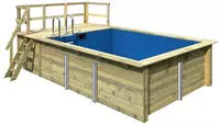 Karibu Rechteckpool "Holzpool Roma A BxLxH: 353x400x124 cm mit Sonnendeck" 44 mm