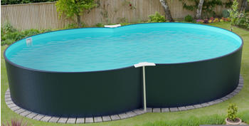 planet pool Stahlwandpool achtform 650x420x120cm anthrazit/blau (S81073MSVS)
