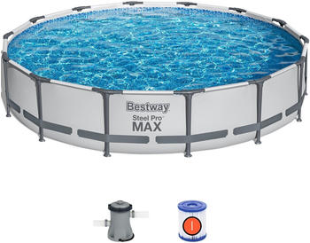 Bestway Steel Pro MAX Frame Pool Set mit Filterpumpe Ø427x84cm lichtgrau