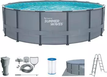Summer Waves Framepool Elite &Oslash; 488x122 cm blau/anthrazit (Set 7-teilig)