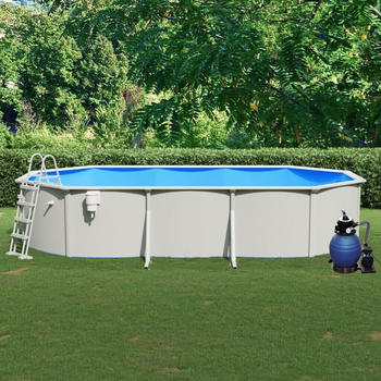 vidaXL Steel swimming pool 610 x 360 x 120 cm with filter pump and ladder (3098056)