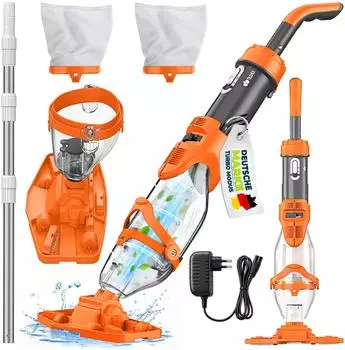 tillvex Poolsauger orange/anthrazit mit Akku & Teleskopstange, bis 15m&sup3; (TVHPSG-004)