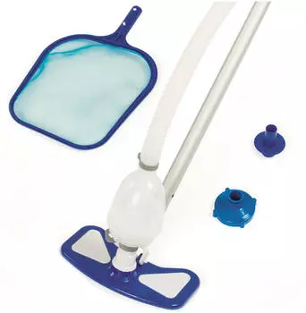 Bestway Flowclear Poolpflege Basis-Set AquaClean mit pumpenbetriebenem Poolsauger & Kescher (58234_20)