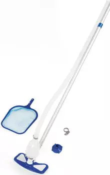 Bestway Flowclear Poolpflege Basis-Set AquaClean mit pumpenbetriebenem Poolsauger & Kescher (58234_21)