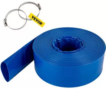 VEVOR Pool-R&uuml;cksp&uuml;lschlauch PVC-Gewebe flach 76mm x 32m Blau (Pool Backwash Hose 3" x 105')