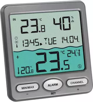 TFA Dostmann VENICE Funk-Pool-Thermometer Schwimmbecken-Thermometer Anthrazit