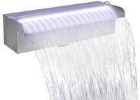 vidaXL Pool-Wasserfall Font&auml;ne mit LEDs Rechteckig Edelstahl 30 cm