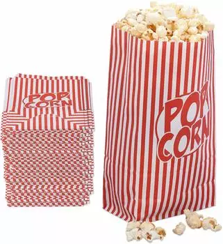 Relaxdays Popcorntüten Retro rot-weiß, 576 Stück