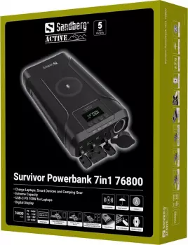 Sandberg Survivor Powerbank 7in1 76800 mAh – Sandberg Survivor Powerbank 7in1 76800 mAh versorgt Laptop und Smartphone unterwegs