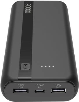Cellular Line Power Bank 20000mAh USB-C 12W Schwarz (PBENTRY20000K)