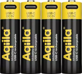 Aqiila 406093 AA Rechargeable Batteries 2000mAh USB-C (x4)
