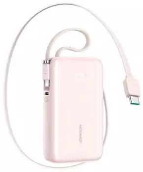 Joyroom JR-PR2L Powerbank 10000mAh 35W mit einziehbarem USB-C- & Lightning-Kabel, pink (JR-PR2L)
