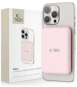 Tech-Protect PB10 LifeMag MagSafe Powerbank 5000mAh, rosa