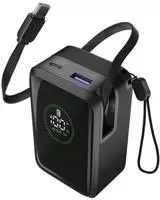 Cellularline ROLLER 10000 sw Powerbank 45W,int.USB-C-Kabel,USB-A/-C,Display