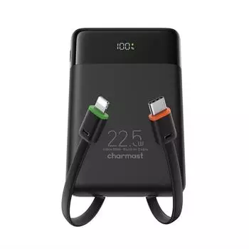 Charmast W1202 Powerbank 10000mAh 22,5W mit integrierten Kabeln (W1202)