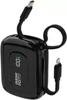 K32 Powerbank 22.5W 10000 mAh with Built-in USB-C/ Lightning Cable - Black -...