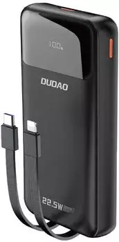 DUDAO K15Pro Powerbank 20000mAh 22,5W PD, integrierte Lightning- & USB-C-Kabel, schwarz (K15Pro)