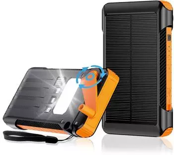 Revolt Kurbel-Dynamo-Solar-Powerbank 10000mAh USB-C PD 20W
