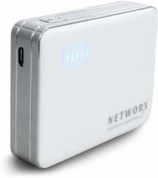 Networx Power Bank 4000mAh, Zusatzakku für Smartphones/Tablets, weiß