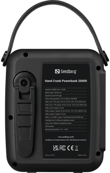 Sandberg Hand Crank Powerbank 20000