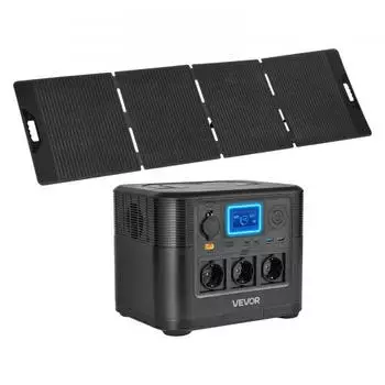 VEVOR Tragbare Powerstation, mit 200-W-Solarpanel, 1200-W-Solargenerator, 806-Wh-LiFePO4-Akku-Backup & 9 Ausg&auml;ngen