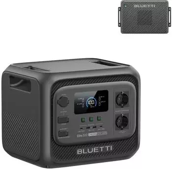 Bluetti Elite 300 Solargenerator mit 350W Solarpanel, 3014,4 Wh LiFePO4 Backup mit 2400W AC Ausgängen
