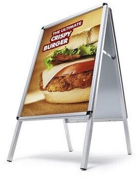 Showdown Displays Kundenstopper 70x100cm Rundecken Innenbereich silber silber 92.5x140.6x74.5cm (ZP70x100R32ME)
