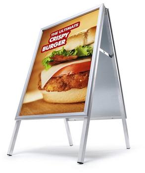 Showdown Displays Kundenstopper A2 Gehrungsecken Innenbereich silber silber 46.5x99.9x68.3cm (ZPA2G32ME)