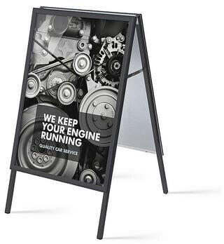 Showdown Displays Kundenstopper 70x100cm Gehrungsecken Innenbereich farbig schwarz 92.5x138x74.5cm (ZP70x100G32MEC9005)
