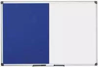 Bi-Office Kombitafel, Wei&szlig;wand / Filz, blau, 1.200 x 900 mm