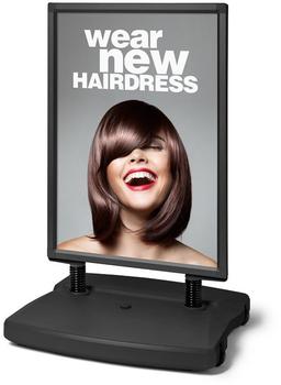 Showdown Displays Kundenstopper 70x100cm Windtalker City Au&szlig;enbereich schwarz 83.5x130.8x83.5cm (WTR70X100BLK)