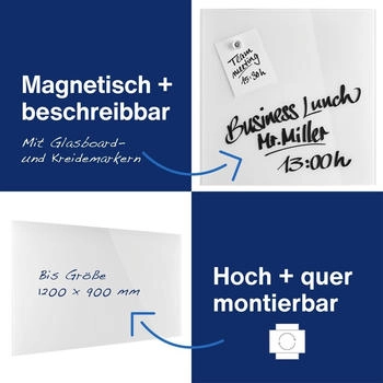 magnetoplan Design Glas-Magnetboard 100 x 600 mm Brillantweiß (13400000)