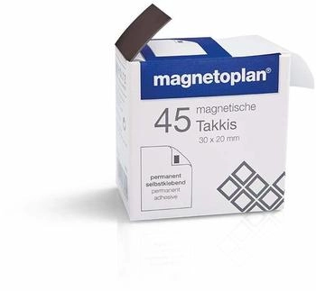 magnetoplan Takkis Magnetpl&auml;ttchen selbstklebend 30 x 20 x 0,4mm schwarz 45 St&uuml;ck (15503)