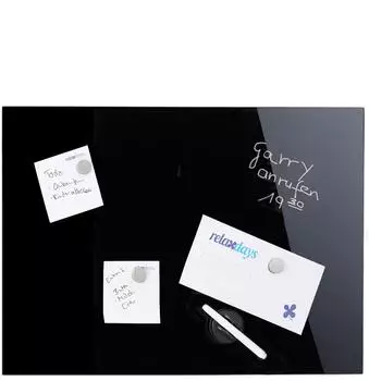 Relaxdays Glas-Magnettafel 100x60cm schwarz