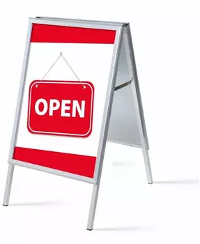Showdown Displays Kundenstopper DIN A1 Komplett-Set "Open" Rot/Schwarz (ZPA1G32MEI221)